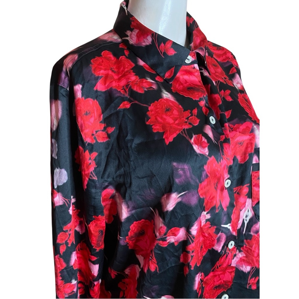 Victoria's Secret Black and Red Floral Pajama Set Size L - Picture 4 of 10